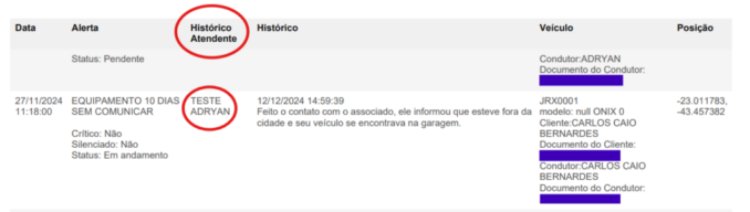 Dashboard de Telemetria alterações em alertas 4 o histórico do atendente. Essa atualização exibe coluna com histórico do último atendimento para controle interno da operação. Confira abaixo: