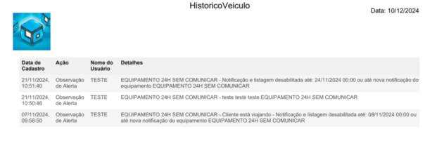 Histórico de veículos com observações 3
