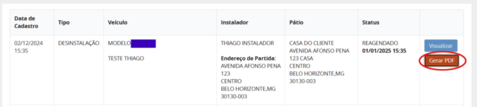 Para usar essa atualização, desça a tela e acesse o cadastro desejado, então clique em “Gerar PDF”.