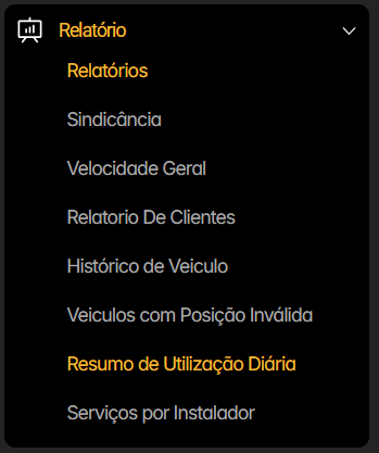 Novo layout do relatório de resumo de utilização diária 1 rastreamento veicular
