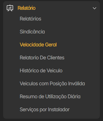 Novo relatório de velocidade geral 1 rastreamento veicular