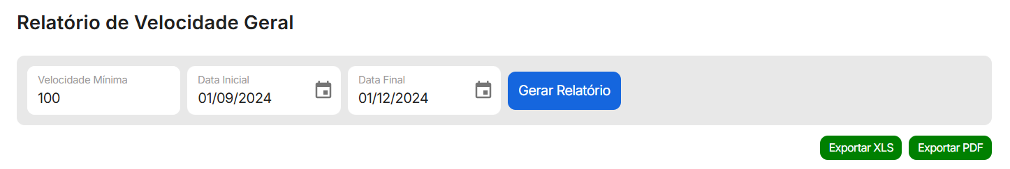 Novo relatório de velocidade geral 2 rastreamento veicular