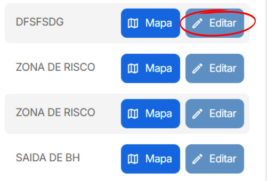 Basta clicar em "Editar” o item desejado e, na tela seguinte, descer até chegar ao quadro do mapa com a marcação da cerca, conforme abaixo: