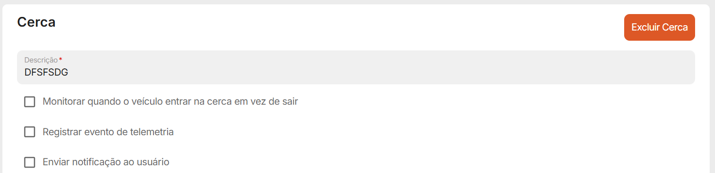 Clique em “Excluir Cerca” no canto superior direito da tela seguinte e em “Remover” no pop-up para confirmar a sua escolha.