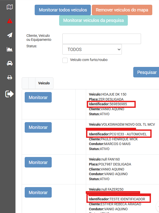 identificador de veículo 4-4