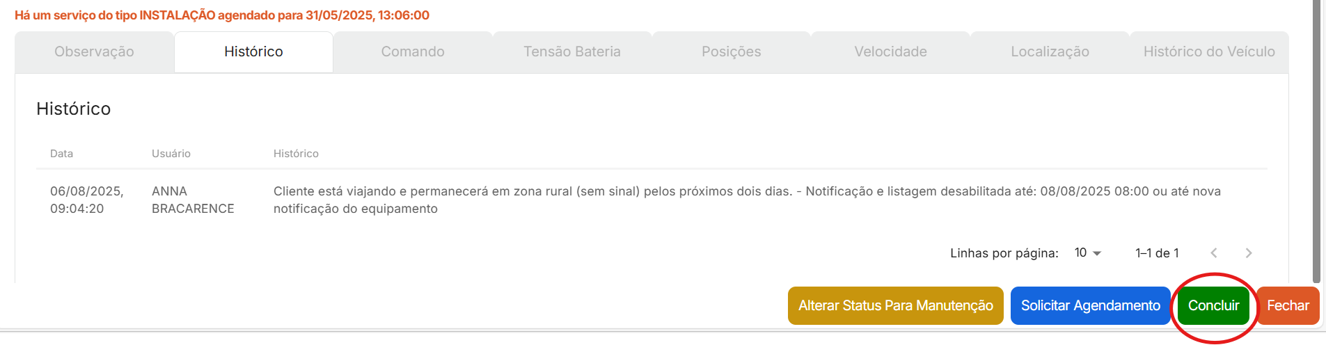 concluir alertas 1-6